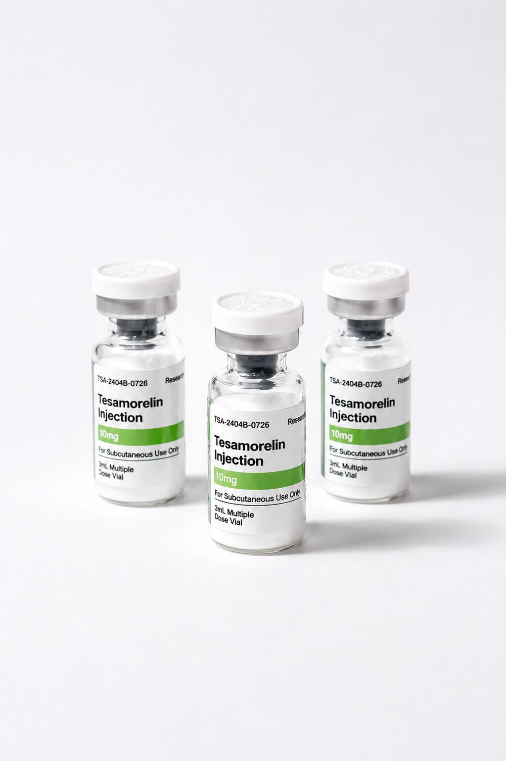 Tesamorelin 10mg research peptide vial by Zen Peptides for laboratory research use